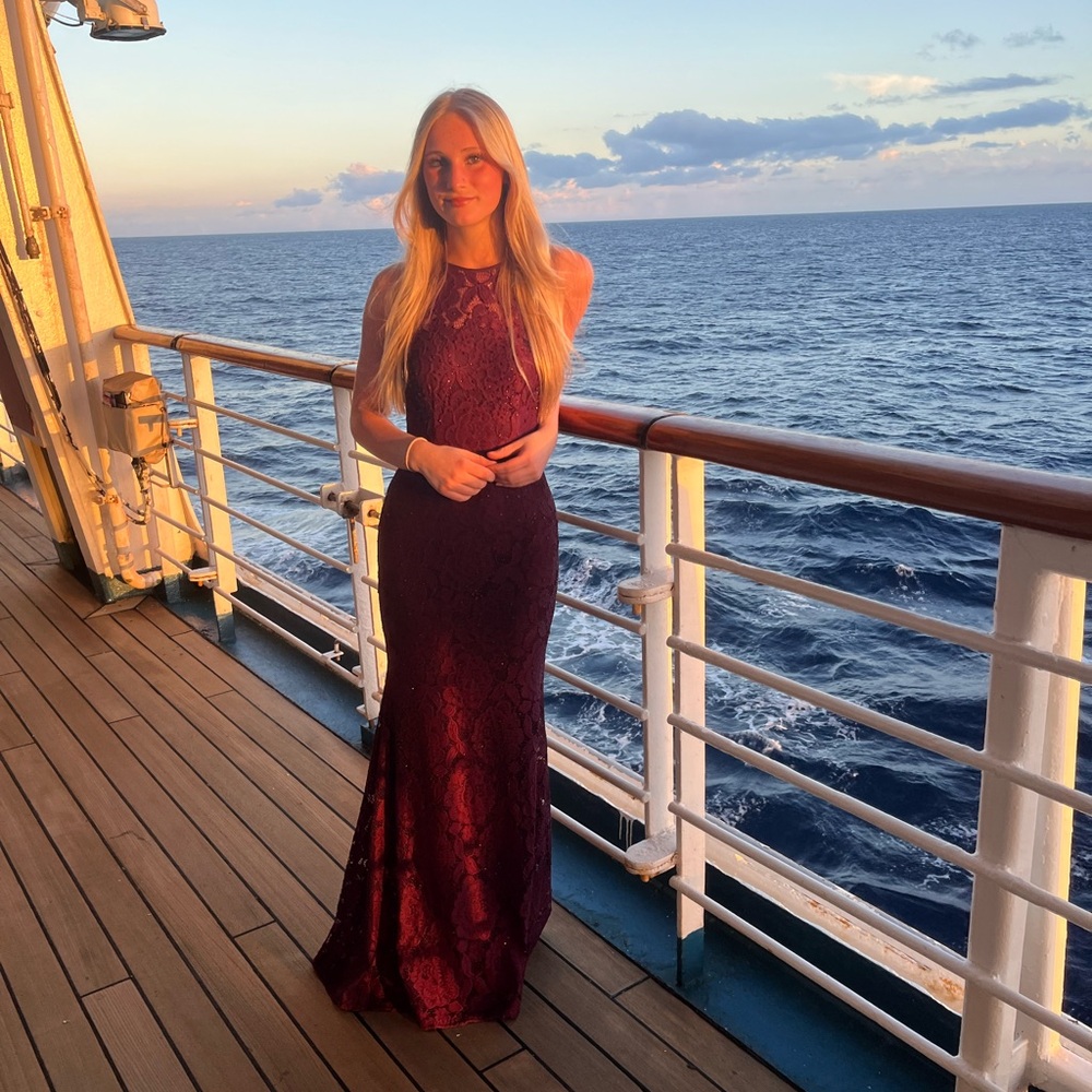 Betsy & Adam Deep Purple Gown